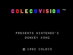 Donkey Kong Super Game Pack title screen for Colecovision